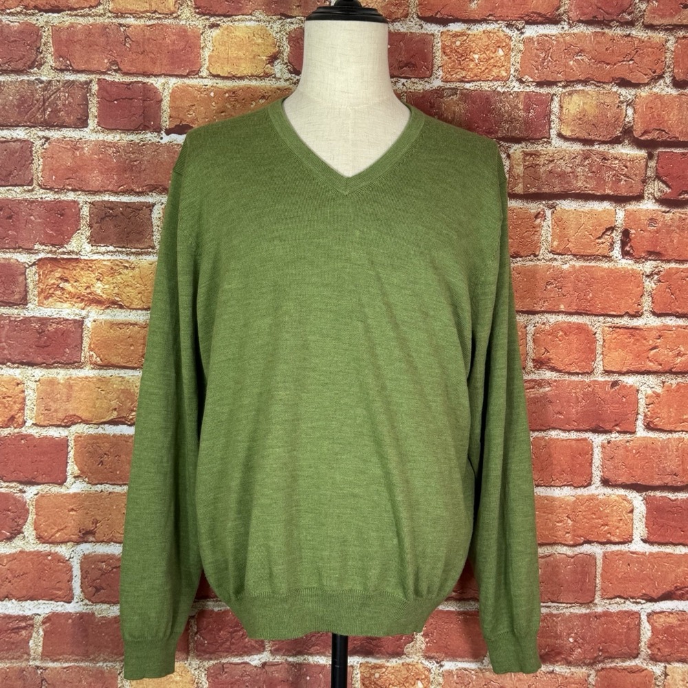 Brooks Brothers 346 Sweater Mens XL Extra Large‎ Green Long Sleeve Wool Nylon